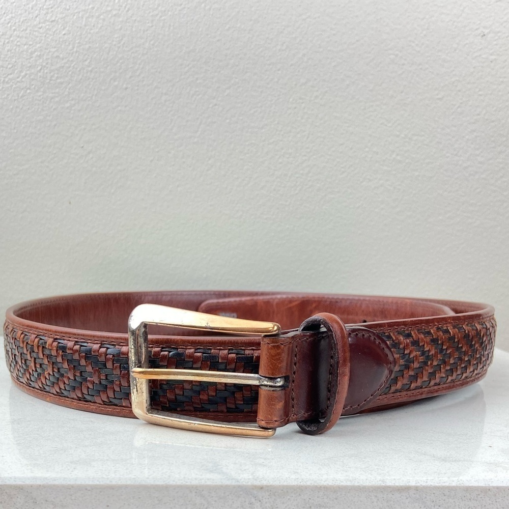 VINTAGE BRIGHTON MEN’S WOVEN LEATHER BELT 38